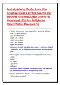 Kentucky Master Plumber Exam With Actual Questions & Verified Answers&comma; Plus Explained Rationales&sol;Expert Verified For Guaranteed 100&percnt; Pass 2026&sol;Latest Update&sol;Instant Download Pdf