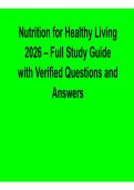 Nutrition for Healthy Living 2026 &ndash; Full Study Guide with Verified Questions and Answers