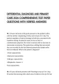 DIFFERENTIAL DIAGNOSIS AND PRIMARY CARE 2026 COMPREHENSIVE TEST PAPER QUESTIONS WITH VERIFIED ANSWERS