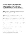 DIGITAL FORENSICS IN CYBERSECURITY II COMPREHENSIVE STUDY SHEET 2026 QUESTIONS WITH SOLUTIONS GRADED A&plus;