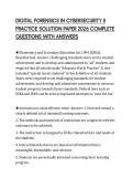 DIGITAL FORENSICS IN CYBERSECURITY II PRACTICE SOLUTION PAPER 2026 COMPLETE QUESTIONS WITH ANSWERS