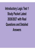 Introductory Logic Test 1 &ndash; Latest 2026&ndash;2027 Study Packet with Real Questions and Detailed Answers