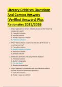 Literary Criticism Questions  And Correct Answers  &lpar;Verified Answers&rpar; Plus  Rationales 2025&sol;2026 
