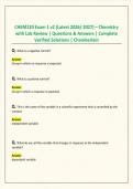 CHEM120 Exam 1 v2 &lpar;Latest 2026&sol; 2027&rpar; &ndash; Chemistry with Lab Review &vert; Questions & Answers &vert; Complete Verified Solutions &vert; Chamberlain