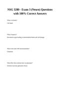 NSG 3280 - Exam 3 &lpar;Neuro&rpar; Questions with 100&percnt; Correct Answers