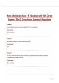 Home Administrator Exam 1 & 2 Questions with 100&percnt; Correct Answers &vert; Title 22&comma; Group Homes&comma; Licensing & Regulations
