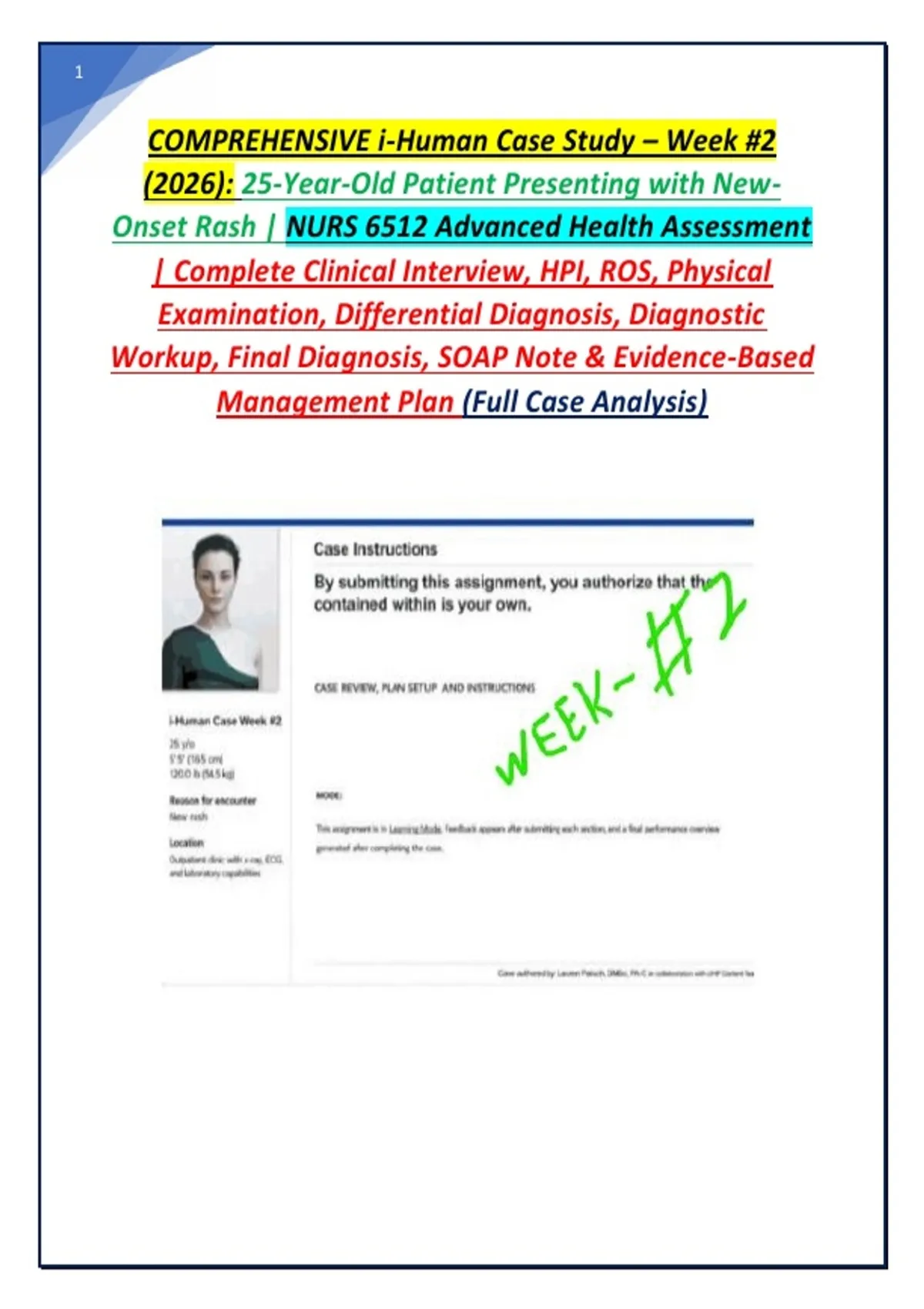 COMPREHENSIVE i-Human Case Study – Week #2 (2026): 25-Year-Old Patient ...