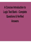 A Concise Introduction to Logic &ndash; Test Bank&colon; Complete Questions & Verified Answers
