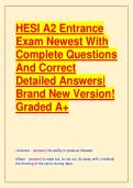 HESI A2 Entrance  Exam Newest With  Complete Questions  And Correct  Detailed Answers&vert;  Brand New Version&excl;  Graded A&plus;