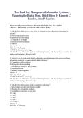Test Bank for&colon; Management Information Systems&colon;  Managing the Digital Firm&comma; 16th Edition By Kenneth C&period;  Laudon&comma; Jane P&period; Laudon&period;