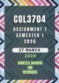 COL3704 Assignment 1 Semester 1 2026 Memo &vert; DUE DATE 27 MARCH 2026