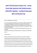 AAPC CPB Final Exam Practice Test &ndash; Actual Exam-Style Questions with Verified Answers &lpar;2026&sol;2027 Updated&rpar; &ndash; Certified Professional Biller Certification Prep