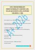 ONS CHEMOTHERAPY IMMUNOTHERAPY CERTIFICATE&period; EXAM QUESTIONS AND ANSWERS GRADED A&plus; 2026