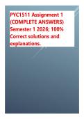 PYC1511 Assignment 1 &lpar;COMPLETE ANSWERS&rpar; Semester 1 2026 - DUE 23 March 2026&semi; 100&percnt; Correct solutions and explanations&period;
