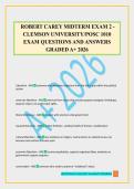 ROBERT CAREY MIDTERM EXAM 2 - CLEMSON UNIVERSITY&sol;POSC 1010 EXAM QUESTIONS AND ANSWERS GRADED A&plus; 2026