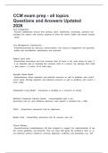 CCM exam prep - all topics Questions and Answers Updated 2026