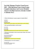 ServSafe Manager Practice ExamNewest  2025 &ndash; 2026 Questions From Actual Exams  Complete Questions And Correct Detailed  Answers &lpar;Verified Answers&rpar; &vert;Already Graded  A&plus;&vert;&vert;Brand New&excl;&excl;