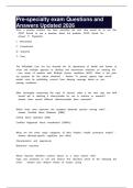 Pre-specialty exam Questions and Answers Updated 2026