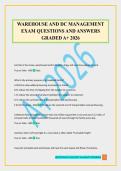 WAREHOUSE AND DC MANAGEMENT EXAM QUESTIONS AND ANSWERS GRADED A&plus; 2026