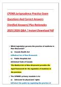 CPSNB Jurisprudence Practice Exam  Questions And Correct Answers  &lpar;Verified Answers&rpar; Plus Rationales  2025&vert;2026 Q&A &vert; Instant Download Pdf
