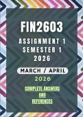 FIN2603 Assignment 1 Semester 1 2026 Memo &vert; DUE DATE 2026