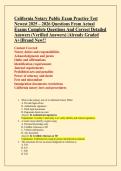 California Notary Public Exam Practice Test Newest 2025 &ndash; 2026 Questions From Actual  Exams Complete Questions And Correct Detailed  Answers &lpar;Verified Answers&rpar; &vert;Already Graded  A&plus;&vert;&vert;Brand New&excl;&excl;
