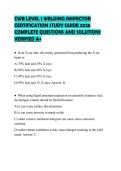 CWB LEVEL 1 WELDING INSPECTOR CERTIFICATION STUDY GUIDE 2026 COMPLETE QUESTIONS AND SOLUTIONS VERIFIED A&plus;
