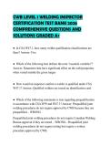 CWB LEVEL 1 WELDING INSPECTOR CERTIFICATION TEST BANK 2026 COMPREHENSIVE QUESTIONS AND SOLUTIONS GRADED A&plus;