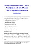 NSG 233 Medical-Surgical Nursing 2 Exam 2 &ndash; Actual Questions with Verified Answers &lpar;2026&sol;2027 Updated&rpar; &vert; Exam 2 Practice Assessment
