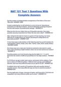 MAT 121 Test 1 Questions With Complete Answers