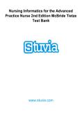 Test Bank&colon; Nursing Informatics for the Advanced Practice Nurse &lpar;2nd Edition&rpar;  Susan McBride and Mari Tietze