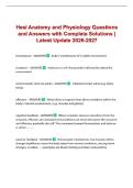 Hesi Anatomy and Physiology Questions and Answers with Complete Solutions &vert; Latest Update 2026-2027