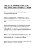 D487 SECURE SOFTWARE DESIGN SCRIPT 2026 SOLVED QUESTIONS WITH FULL REVIEW