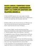 DAVITA ANNUAL COMPETENCY EXAM ACCURATE ANSWERS COMPREHENSIVE SCRIPT 2026 COMPLETE QUESTIONS AND SOLUTIONS GRADED A&plus;