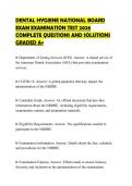 DENTAL HYGIENE NATIONAL BOARD EXAM EXAMINATION TEST 2026 COMPLETE QUESTIONS AND SOLUTIONS GRADED A&plus;