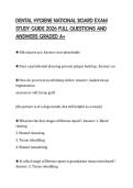DENTAL HYGIENE NATIONAL BOARD EXAM STUDY GUIDE 2026 FULL QUESTIONS AND ANSWERS GRADED A&plus;