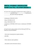 DENTAL HYGIENIST CERTIFICATION PAPER 2026 FULL SOLUTION GRADED A&plus;