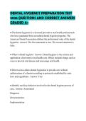 DENTAL HYGIENIST PREPARATION TEST 2026 QUESTIONS AND CORRECT ANSWERS GRADED A&plus;