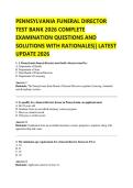 PENNSYLVANIA FUNERAL DIRECTOR  TEST BANK 2026 COMPLETE  EXAMINATION QUESTIONS AND  SOLUTIONS WITH RATIONALES&vert;&vert; LATEST  UPDATE 2026 