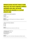 PENNSYLVANIA NOTARY PUBLIC EXAM  PRACTICE TEST WITH VERIFIED CORRECT  ANSWERS AND WELL DETAILED  RATIONALES&vert;&vert; GRADED A&plus;&vert;&vert; LATEST  UPDATE 2026 