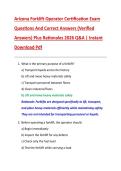 Arizona Forklift Operator Certification Exam  Questions And Correct Answers &lpar;Verified  Answers&rpar; Plus Rationales 2026 Q&A &vert; Instant  Download Pdf