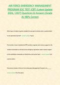 AIR FORCE EMERGENCY MANAGEMENT PROGRAM EOC TEST &lpar;CBT&rpar; &lpar;Latest Update 2026 &sol; 2027&rpar; Questions & Answers &lbrace;Grade A&rcub; 100&percnt; Correct