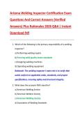 Arizona Welding Inspector Certification Exam  Questions And Correct Answers &lpar;Verified  Answers&rpar; Plus Rationales 2026 Q&A &vert; Instant  Download Pdf
