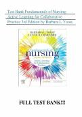Test bank for Fundamentals of Nursing Active Learning for Collaborative Practice 3rd Edition with test questions and answers graded A&plus;