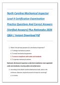 North Carolina Mechanical Inspector  Level II Certification Examination  Practice Questions And Correct Answers  &lpar;Verified Answers&rpar; Plus Rationales 2026  Q&A &vert; Instant Download Pdf 