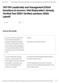 VATI RN Leadership and Management EXAM Questions & Answers&comma; Well Elaborated &vert; Already Verified Test &vert;100&percnt; Verified solutions &vert;2026 Latest&excl;&excl;