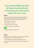 Exam 2&colon; NUR 208&sol; NUR208 &lpar;Latest 2026&sol; 2027 Update&rpar; Mental Health Nursing Review&vert; Questions with Verified Answers&vert; Grade A&vert; 100&percnt; Correct &ndash; Fortis&period;