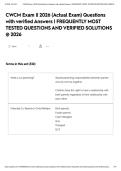 CWCM Exam &vert;&vert; 2026 &lpar;Actual Exam&rpar; Questions with verified Answers &vert; FREQUENTLY MOST TESTED QUESTIONS AND VERIFIED SOLUTIONS &commat; 2026