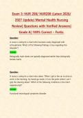 NUR 208&sol; NUR208 Exams 1&comma;2&comma;3 PACKAGE DEAL&vert; NUNDLE contains the Latest  Mental Health Nursing Review Exams with verified Answers for Fortis - Everything you need to pass NUR 208 is here&excl;&excl;