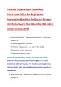 Colorado Department of Corrections  Correctional Officer Pre Employment  Examination Questions And Correct Answers  &lpar;Verified Answers&rpar; Plus Rationales 2026 Q&A &vert;  Instant Download Pdf